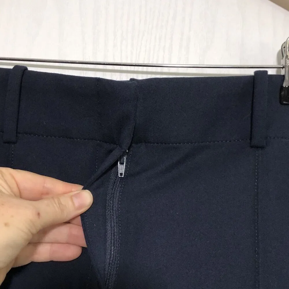 J.CREW  Pintuck Suit Short Womens 12 Blue Navy Stretch Cotton 3